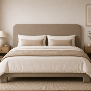Premium fabric upholstered headboard for single, double, queen and king size beds, handcrafted for stylish bedroom interiors